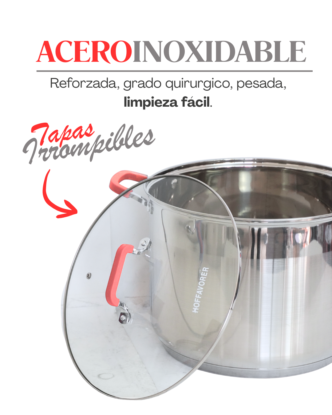 Juego De Ollas De Acero Inoxidable Hoffsvorer 10, 12 Y 15 Lt