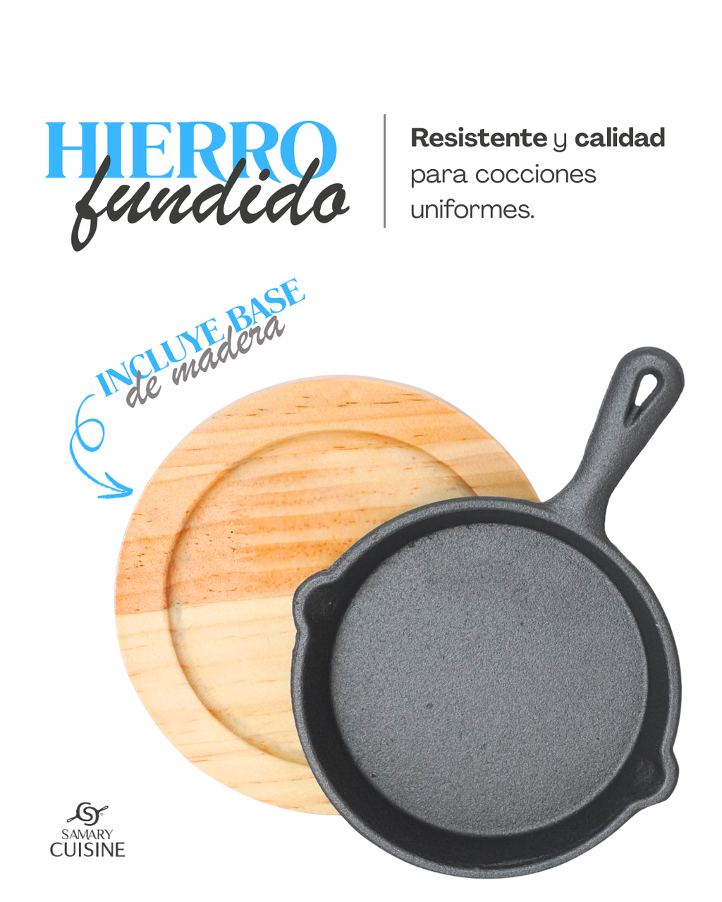 Sartén Huevero 12, 16 cm hierro c tabla