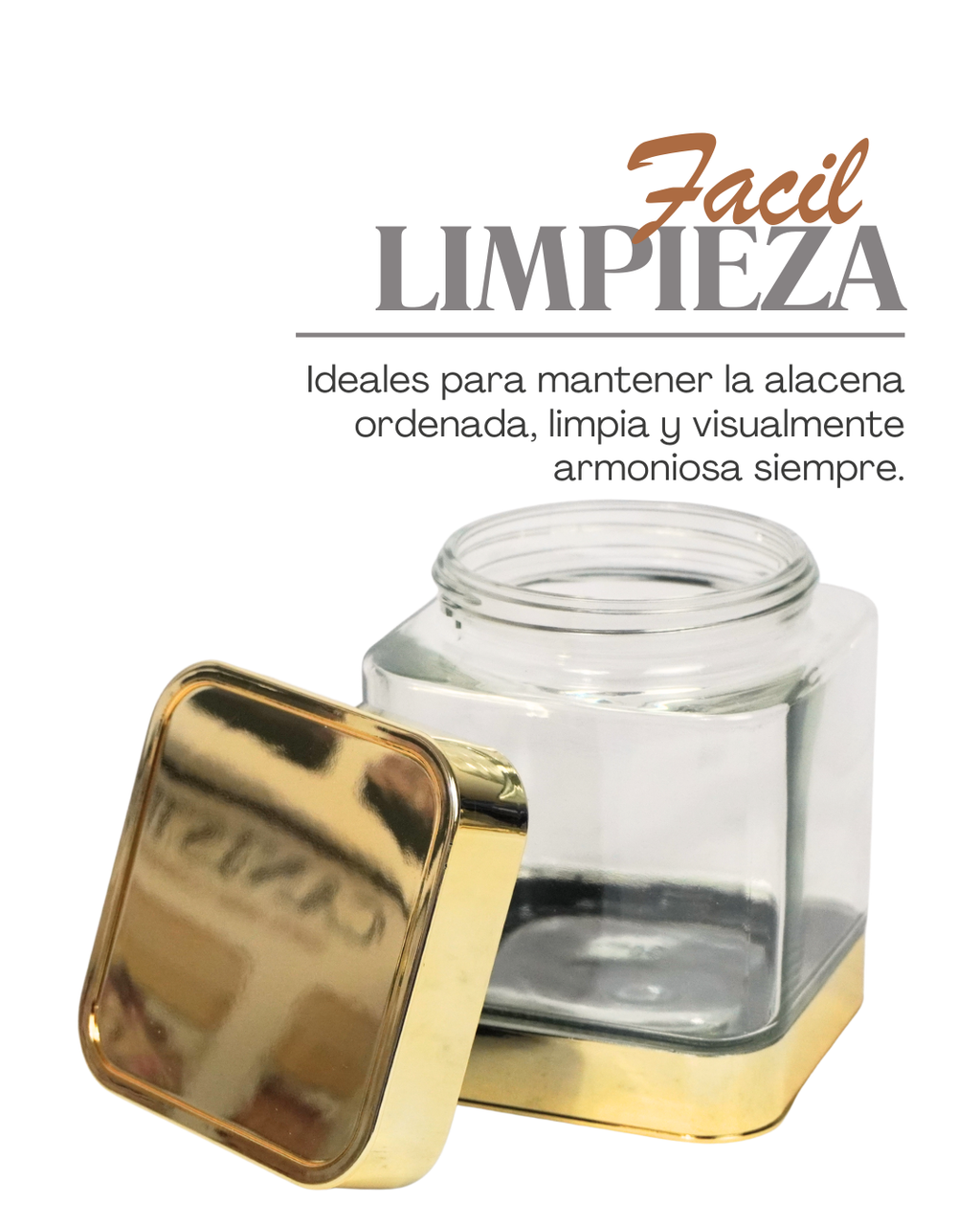 Azucareros de vidrio Cuadrado 41714 - CANISTER 3 pz