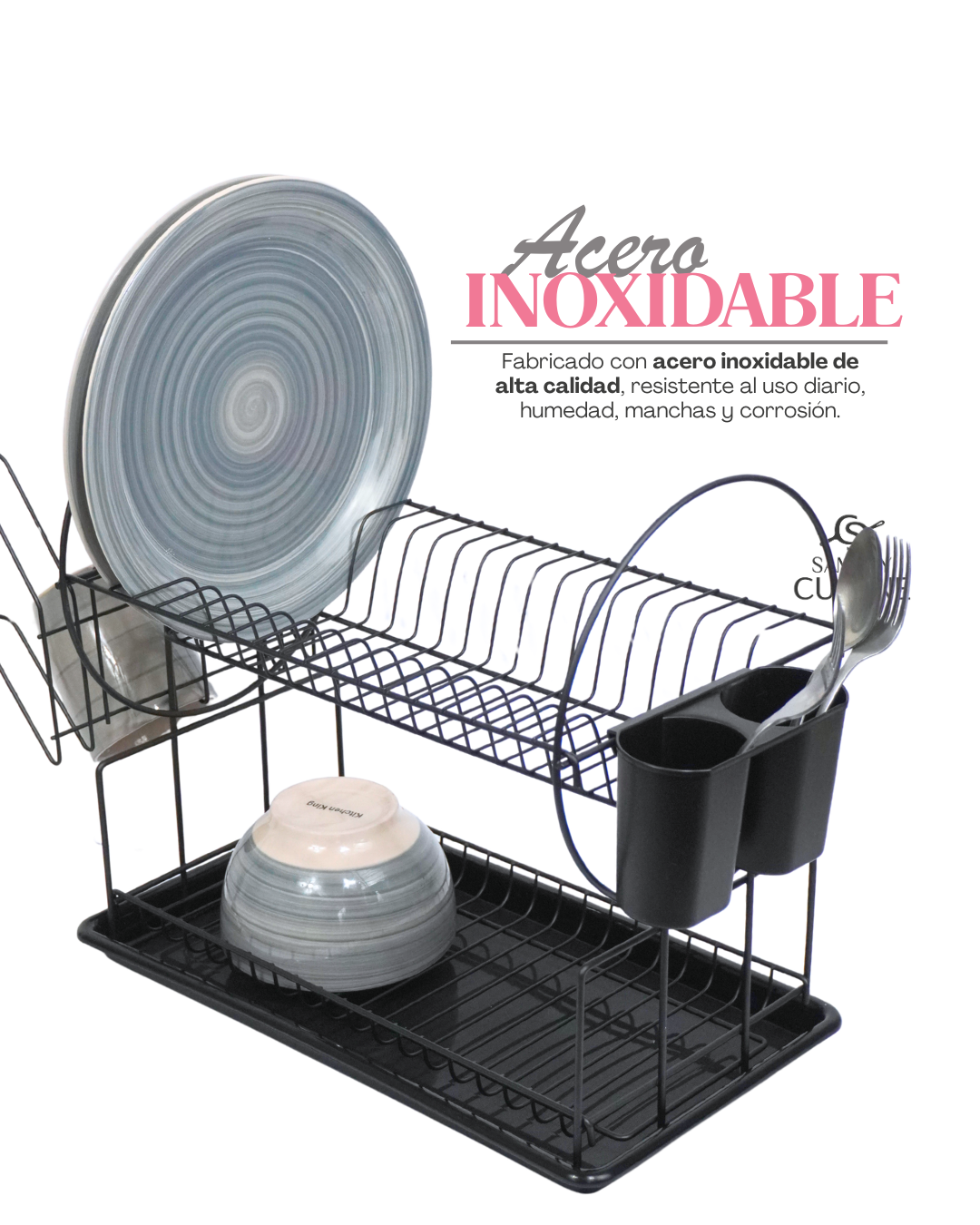 Escurridor dos pisos circulo - DISH DRAINER 50x23x36