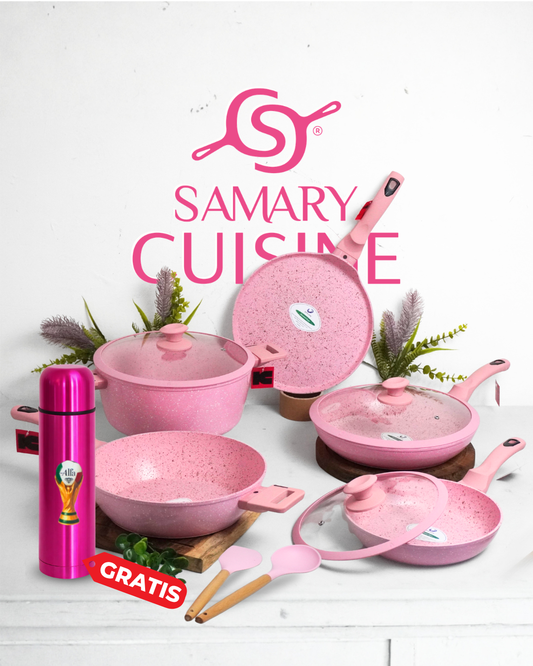 PROMOCIÓN Batería de Cocina Cerámica Atenas KUCHE 10 pz + Termo de Acero Inoxidable GRATIS