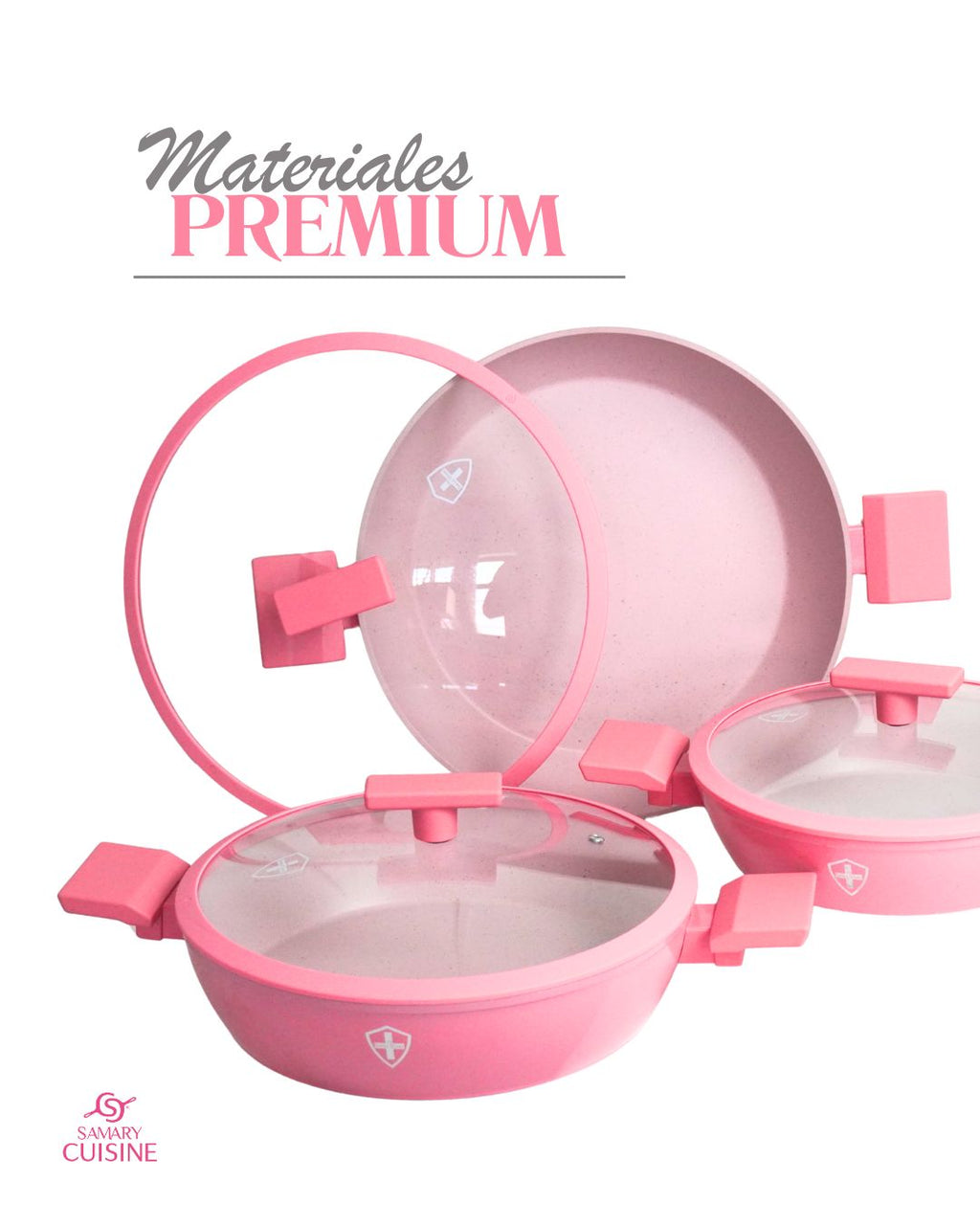 Ollas de cerámica Paris Pink - SWISS SILVER 6 pz HSM Antiadherente premium