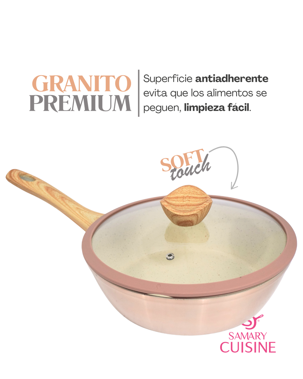Sartén ceramica con tapa - SWISS SILVER 3 pz