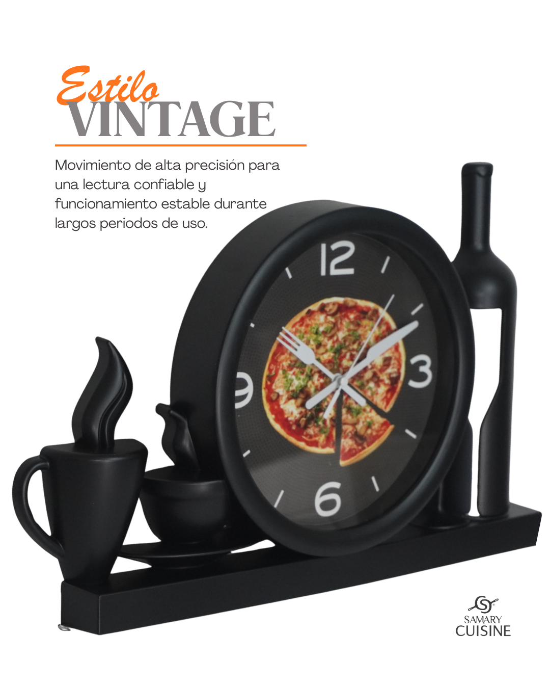 Reloj plástico para la Cocina - Tipo restaurante italiano