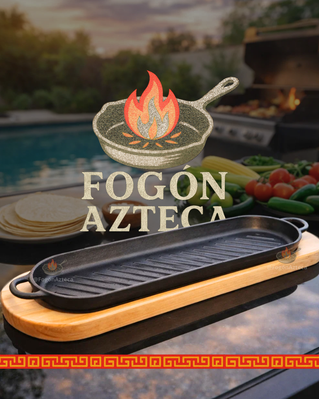 Sarten Grill Ovalado 38 cm hierro c/ tabla