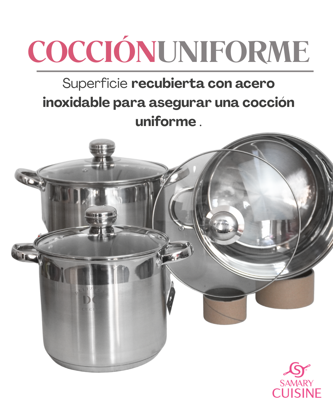 Ollas Acero Inoxidable - DC 8pz 30, 32 y 34 cm