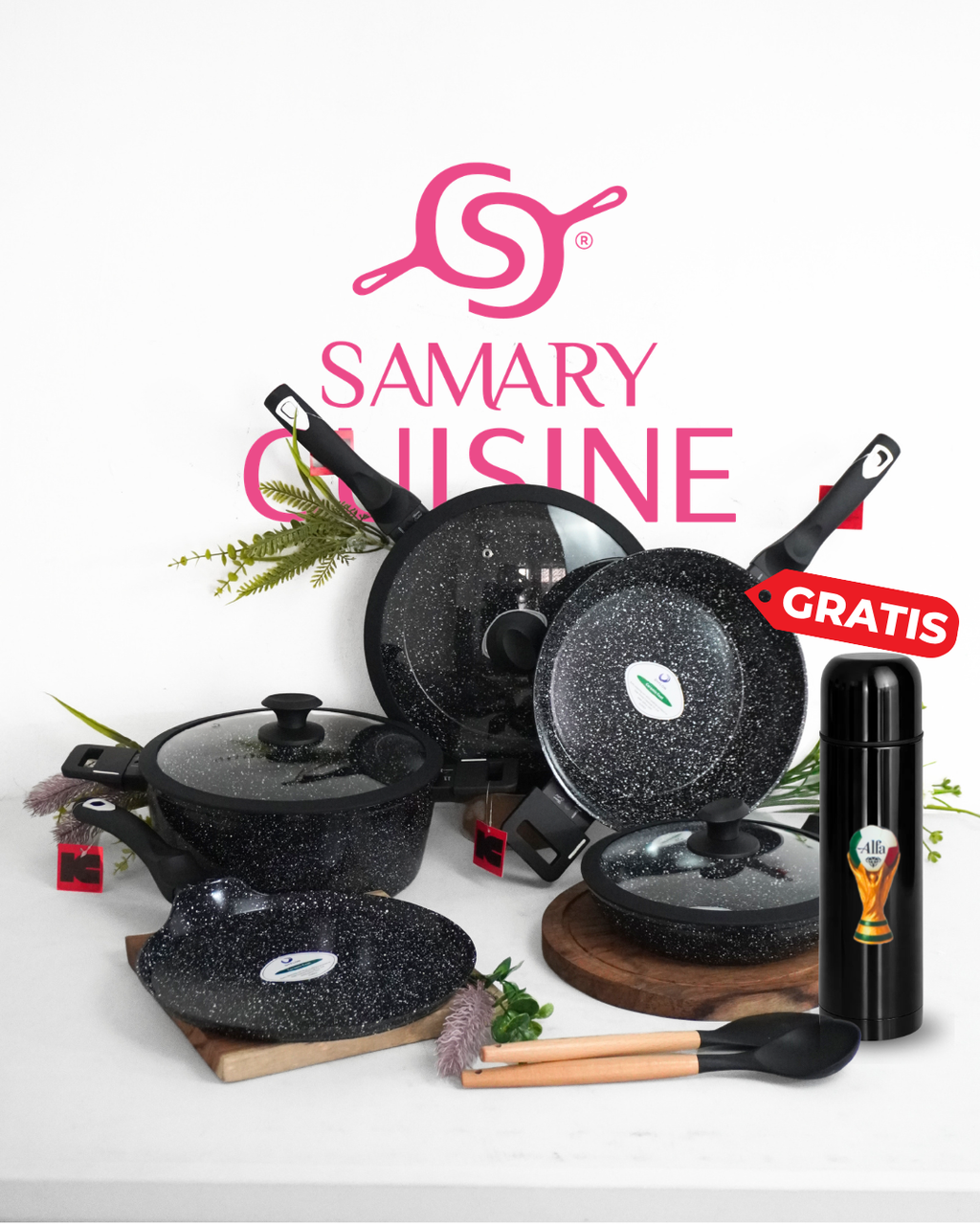PROMOCIÓN Batería de Cocina Cerámica Atenas KUCHE 10 pz + Termo de Acero Inoxidable GRATIS