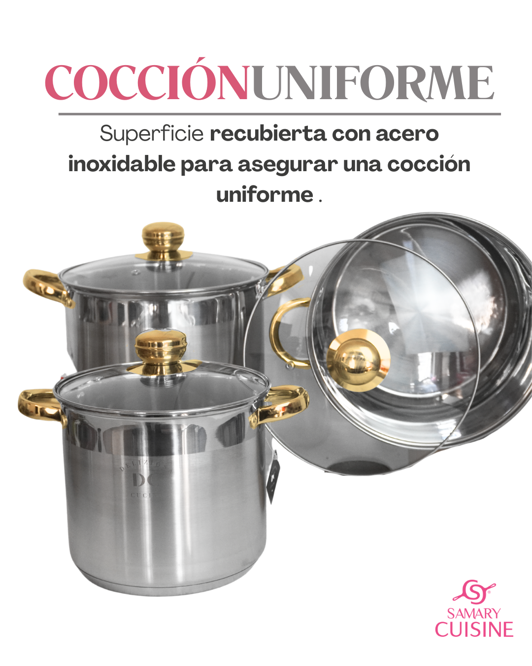 Ollas DC Acero Inoxidable - DC 8pz (30, 32 y 34 cm)