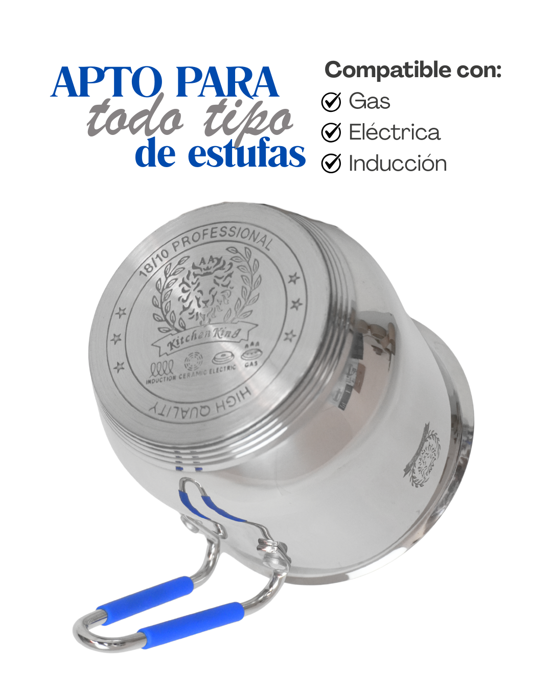 Pocillo de Acero Inoxidable 2 y 3 lts - KITCHEN KING 2pz con Tapa