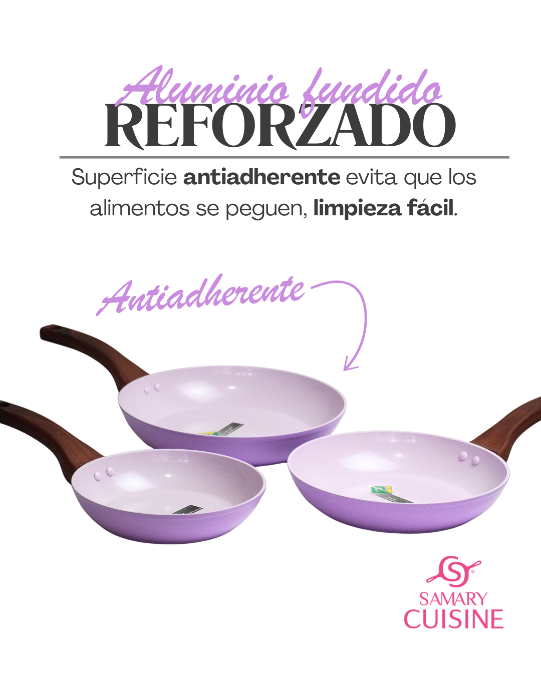 Juego De Sartenes Alfa Imperial 20, 24 Y 28 Cm De Ceramica