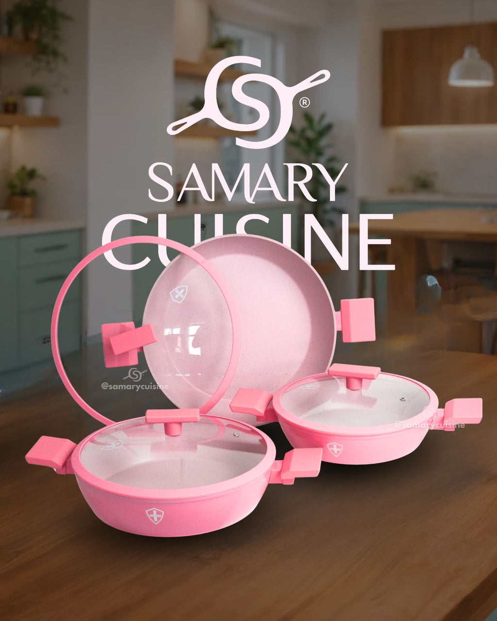 Ollas de cerámica Paris Pink - SWISS SILVER 6 pz HSM Antiadherente premium