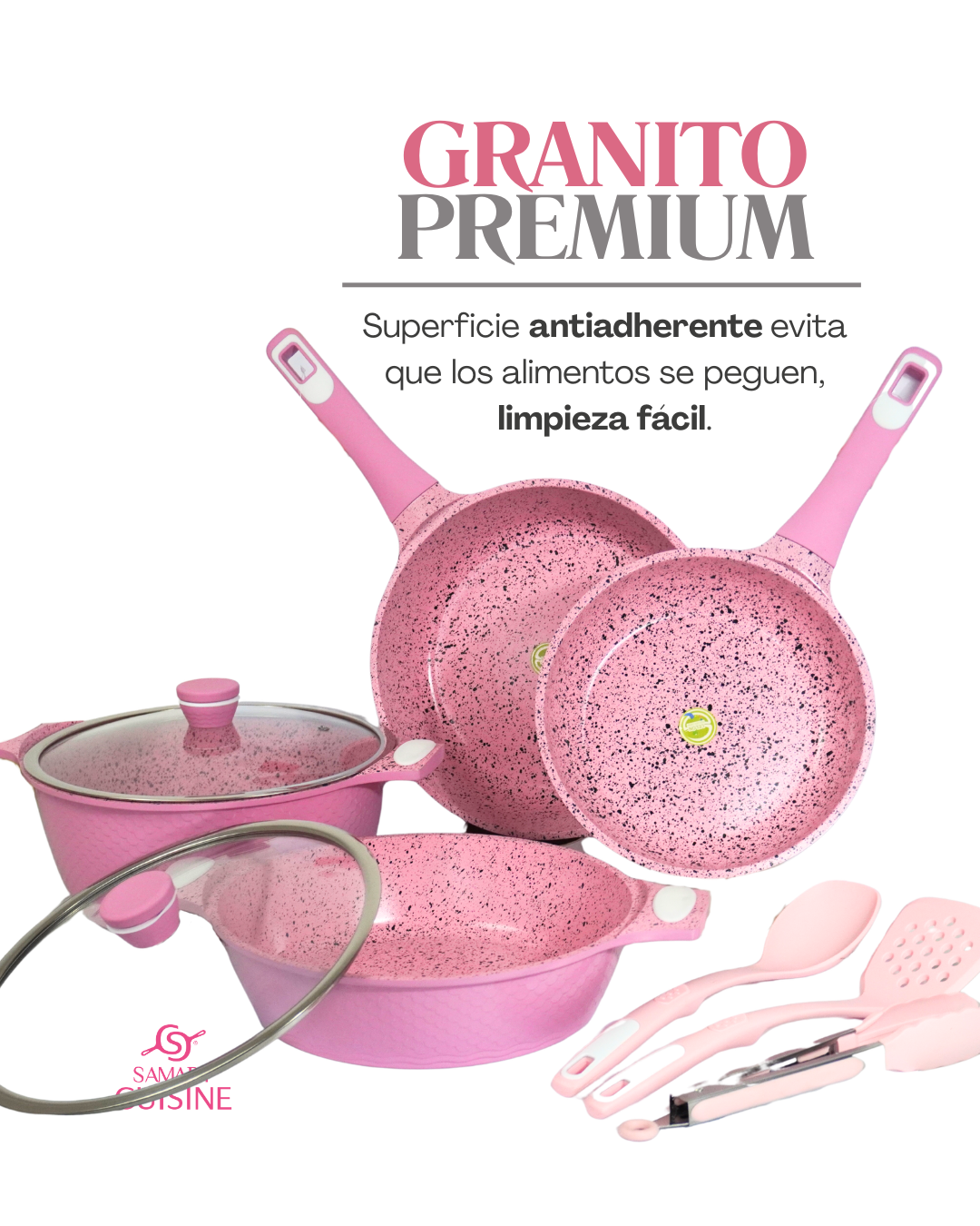 Batería de Cerámica Antiadherente Coral - KUCHE 9 pz