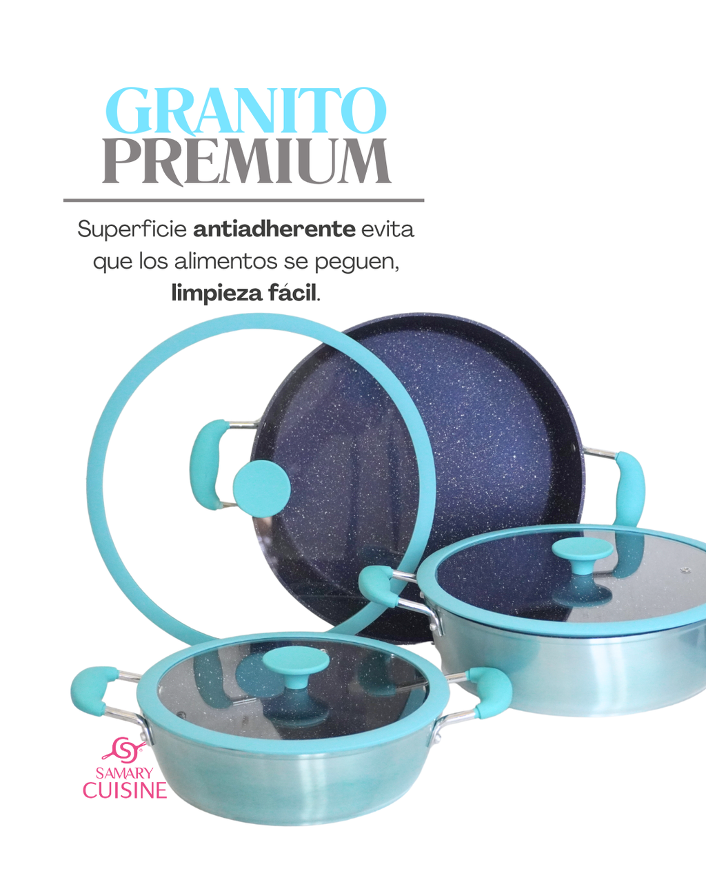 Set de Ollas de Cerámica Antiadherente AIKCWS6 - ALPHINE CUISINE 6 pz tapa plana