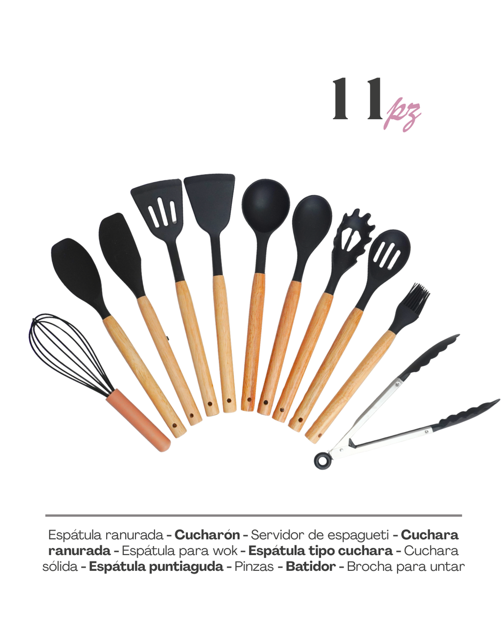 PROMOCION - Set de sartenes Palermo de cerámica antiadherente + Set de Utensilios de  silicona 12 pz