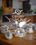 Batería de Cocina Klausberg Praga 12 Pzas Acero Inoxidable Dorado Inducción