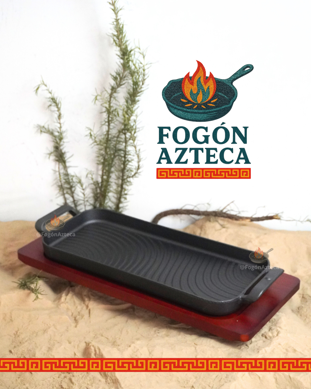 Sarten Grill rectangular de hierro c/ tabla 38