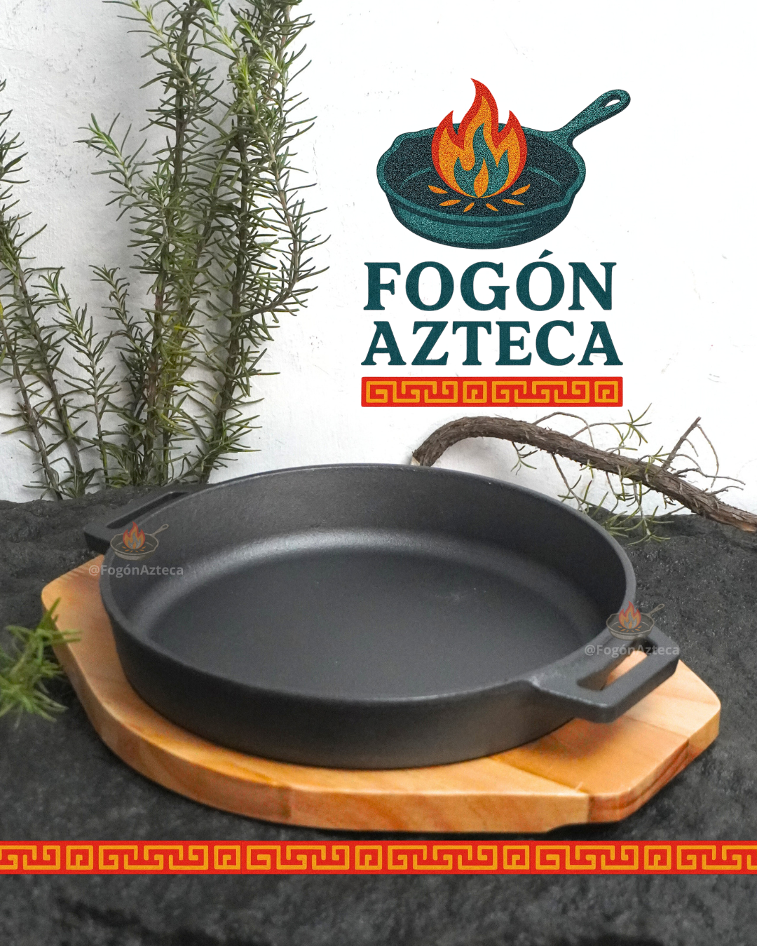 Cacerola Flat 38 cm hierro c tabla  - GRILL para pays