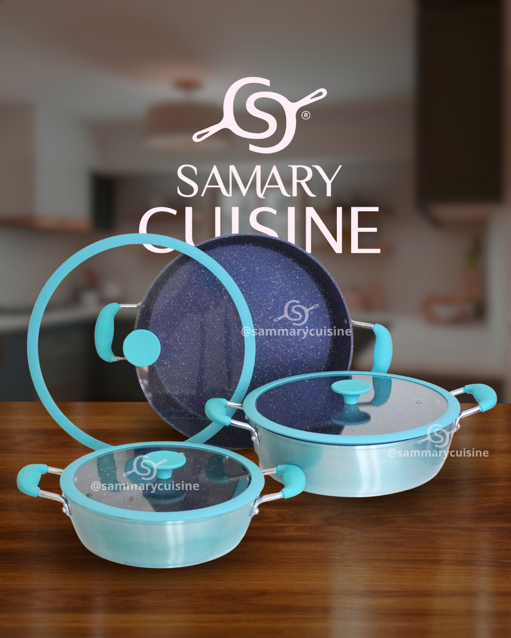 Set de Ollas de Cerámica Antiadherente AIKCWS6 - ALPHINE CUISINE 6 pz tapa plana