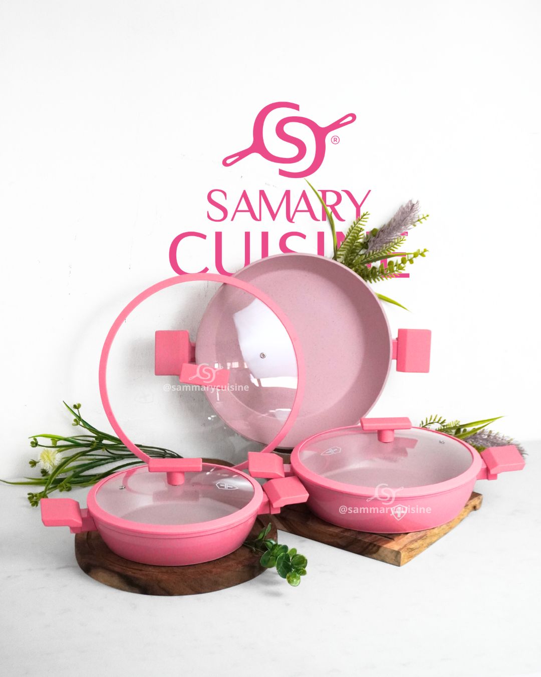 Ollas de cerámica Paris Pink - SWISS SILVER 6 pz HSM Antiadherente premium