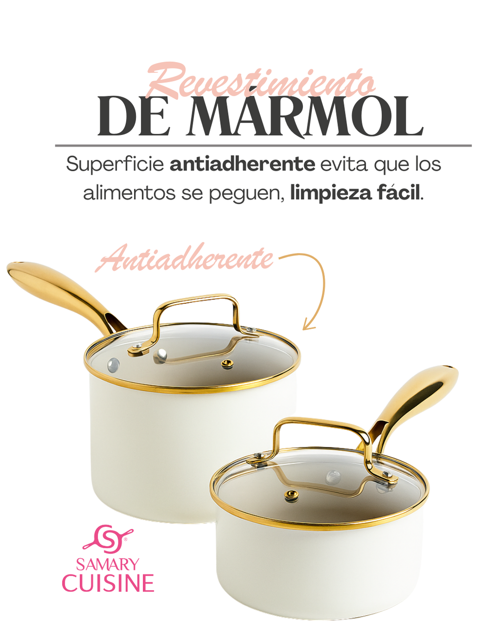 Bateria Ceramica Dore C/vaporera Y Utensilios Mangos Dorado