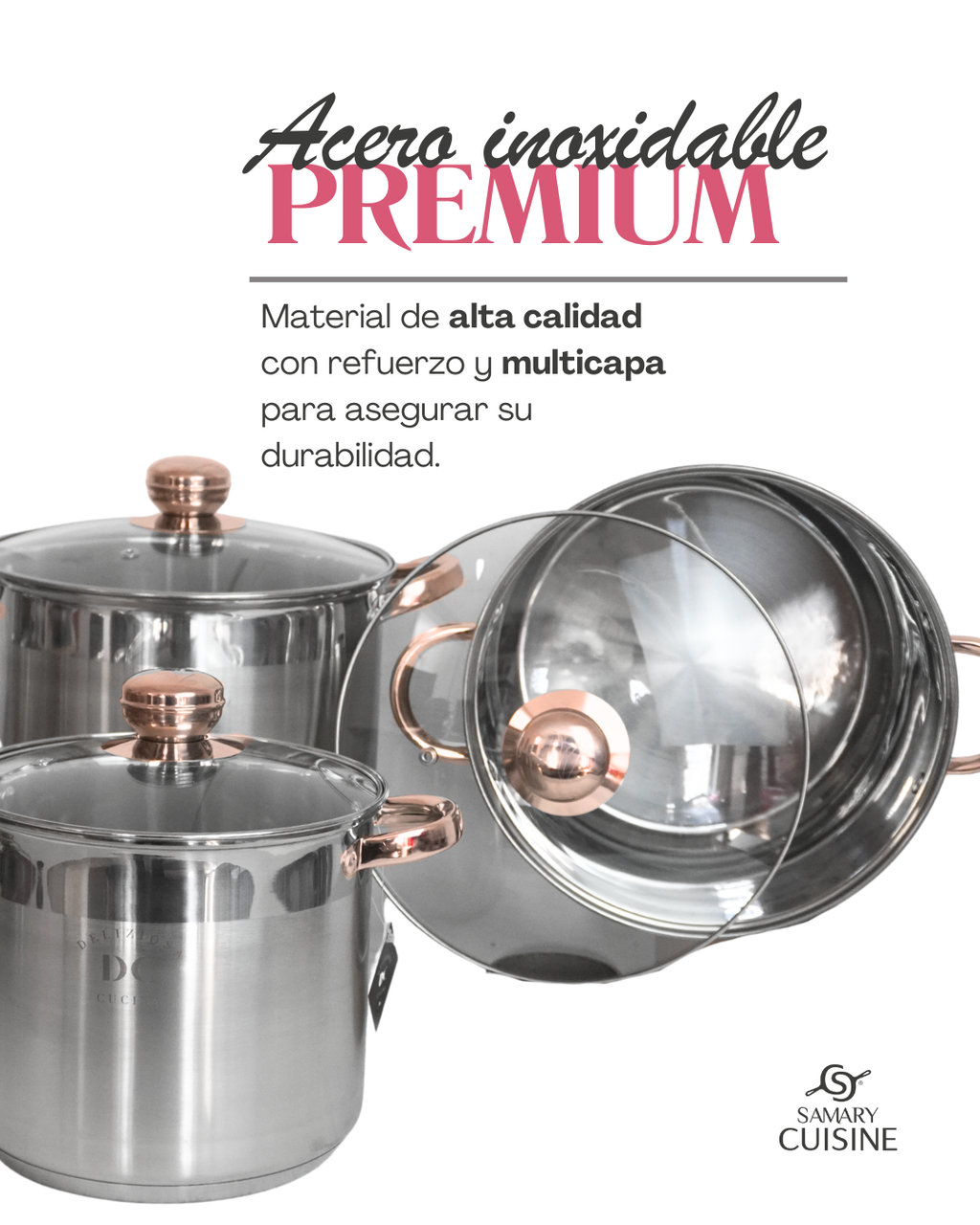 Ollas DC Acero Inoxidable - DC 8pz (30, 32 y 34 cm)