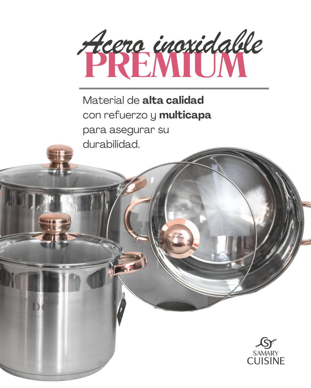 Ollas DC Acero Inoxidable - DC 8pz (30, 32 y 34 cm)