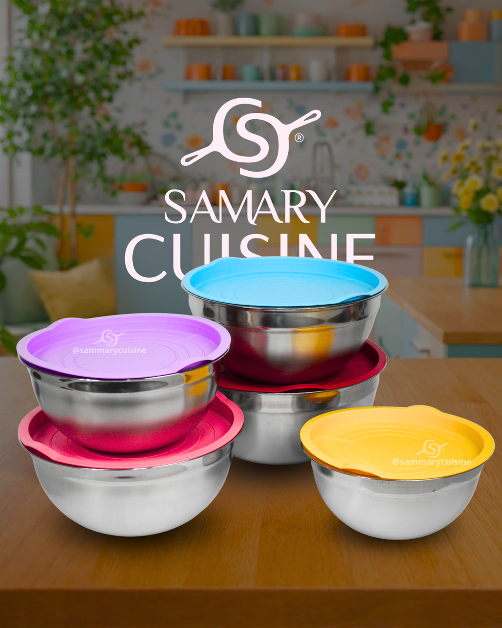 Bowl de acero inoxidable con tapa - GENERICO 5 pz