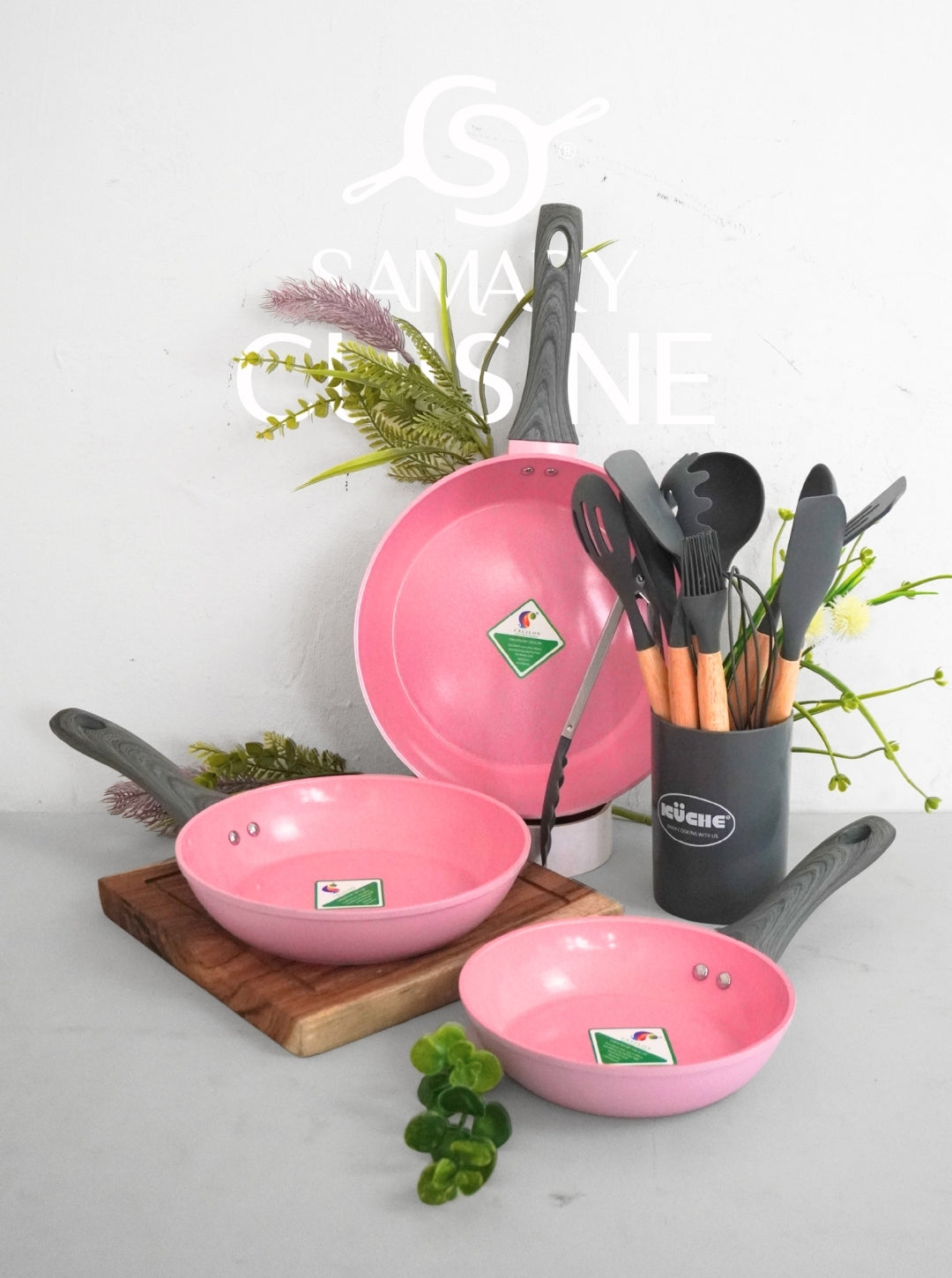 PROMOCION - Set de sartenes Palermo de cerámica antiadherente + Set de Utensilios de  silicona 12 pz