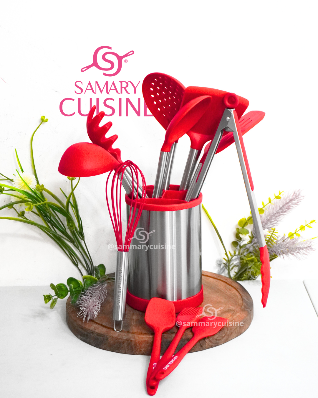 Set de Utensilios de Cocina de Silicona con Mangos de Acero Inoxidable - KITCHEN KING 12