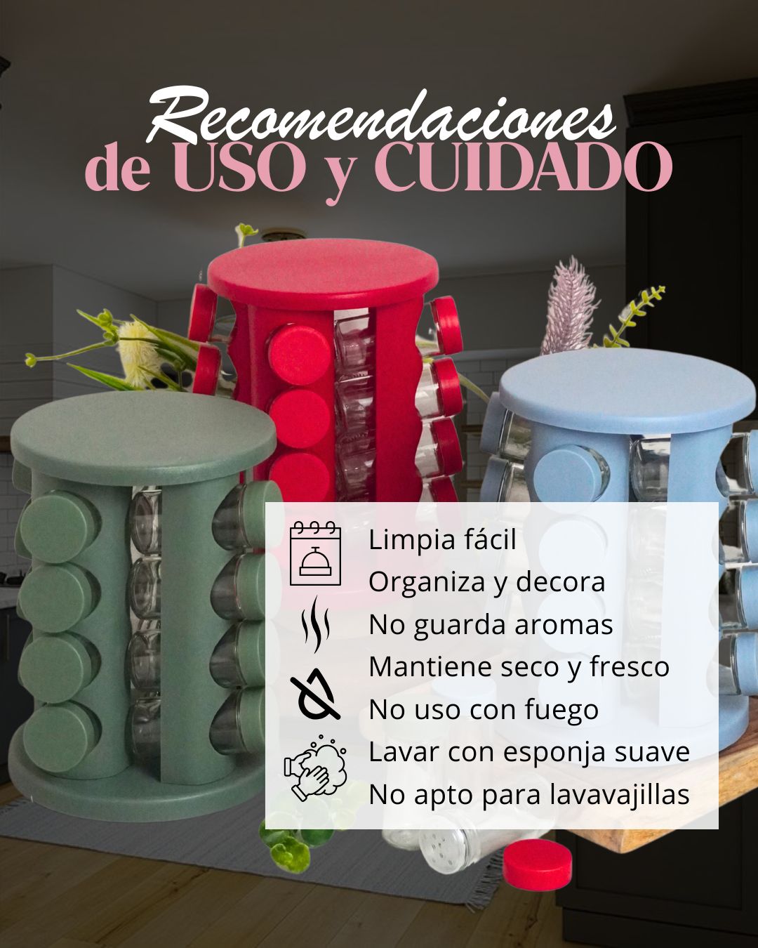 Especiero de carrusel 16 pz - R66-16 Giratorio de aluminio