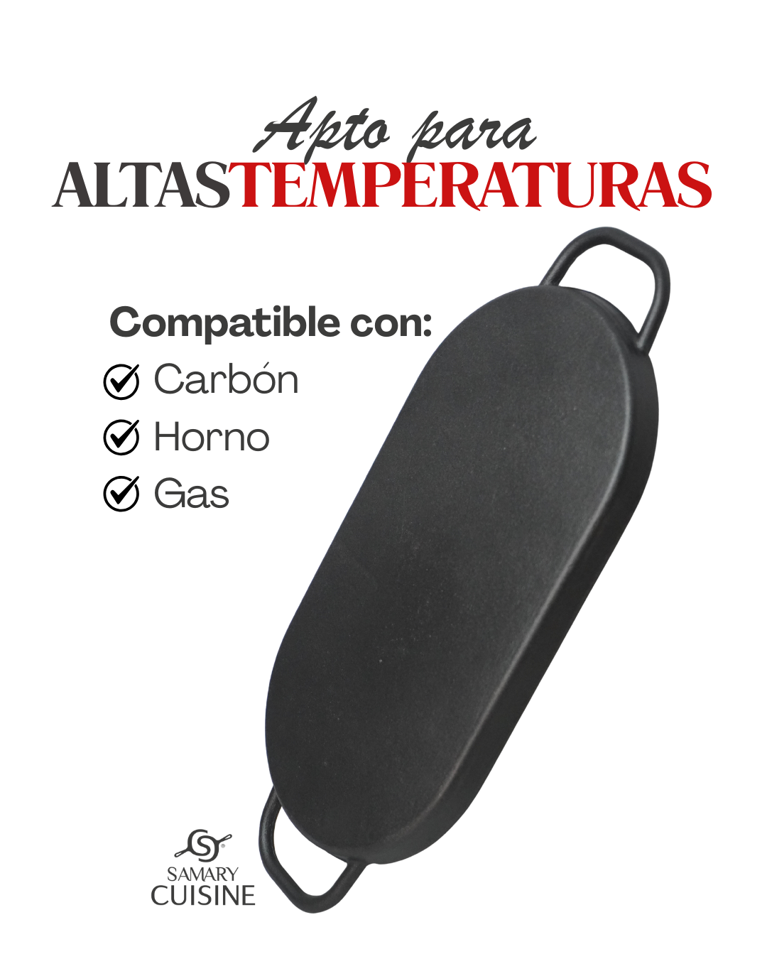 Grill Ovalado 38, 42  cm de hierro c/ tabla - GRILL