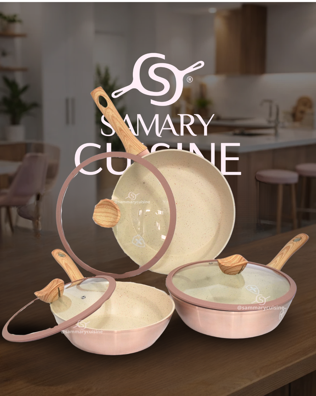 Sartén ceramica con tapa - SWISS SILVER 3 pz
