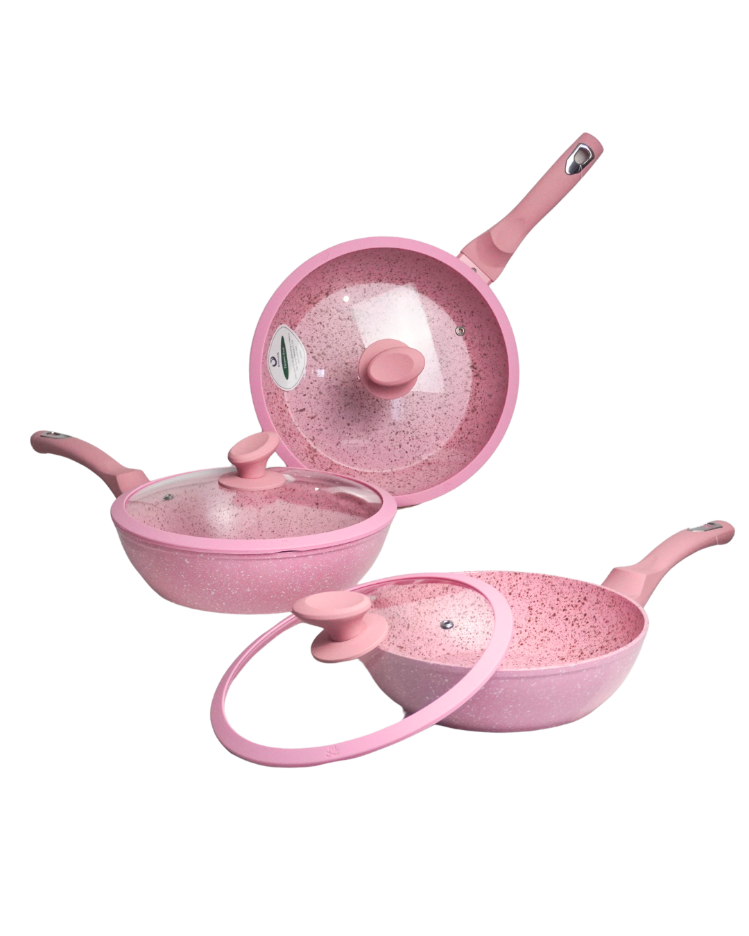 Juego de sartenes olivo ceramica premium 6 piezas 24, 26 y 28 cm