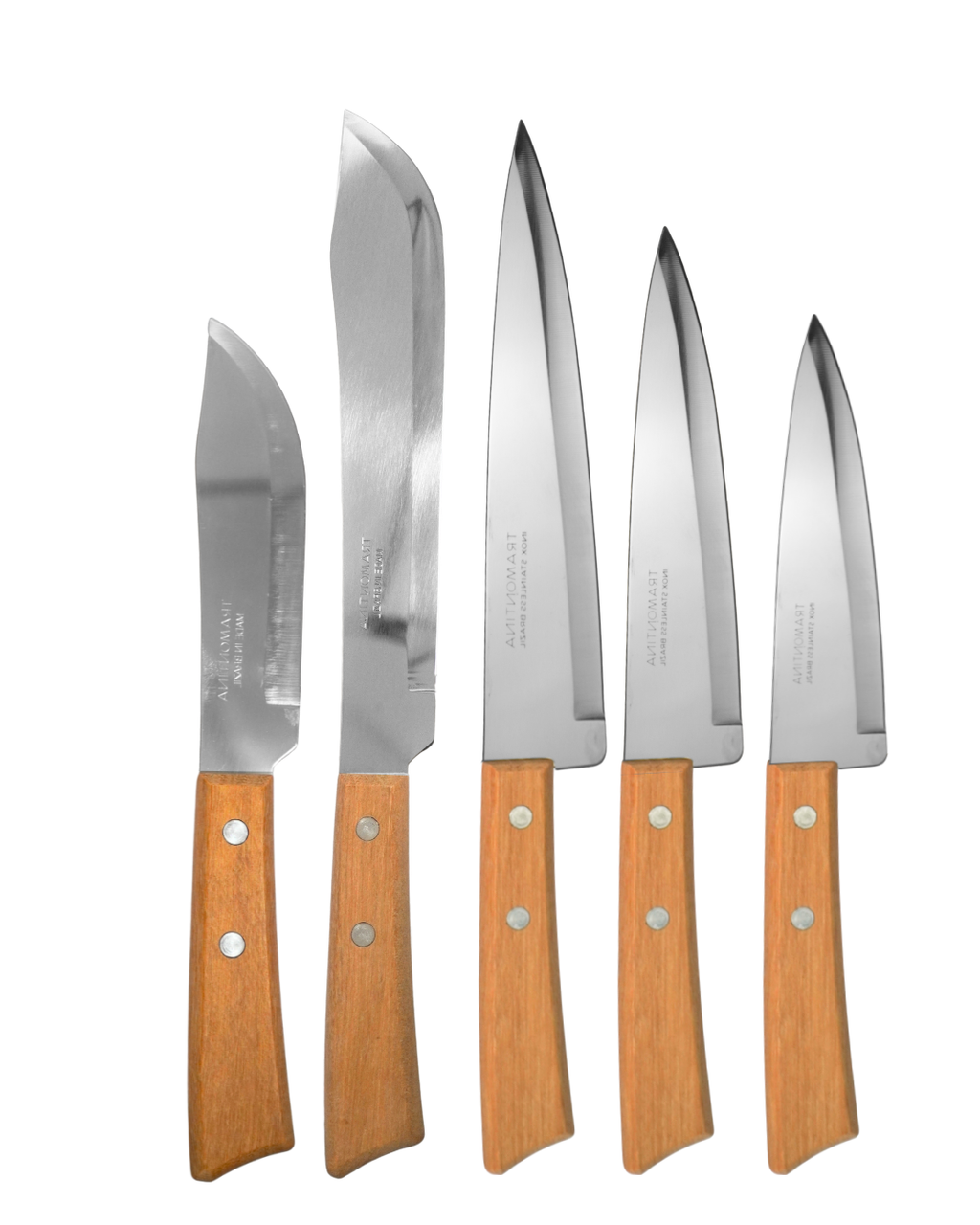Set de 5 Cuchillos de Cocina de Acero Inoxidable con Mango de Madera