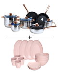 PROMOCIÓN Batería de cocina de acero inoxidable + Vajilla de melamina