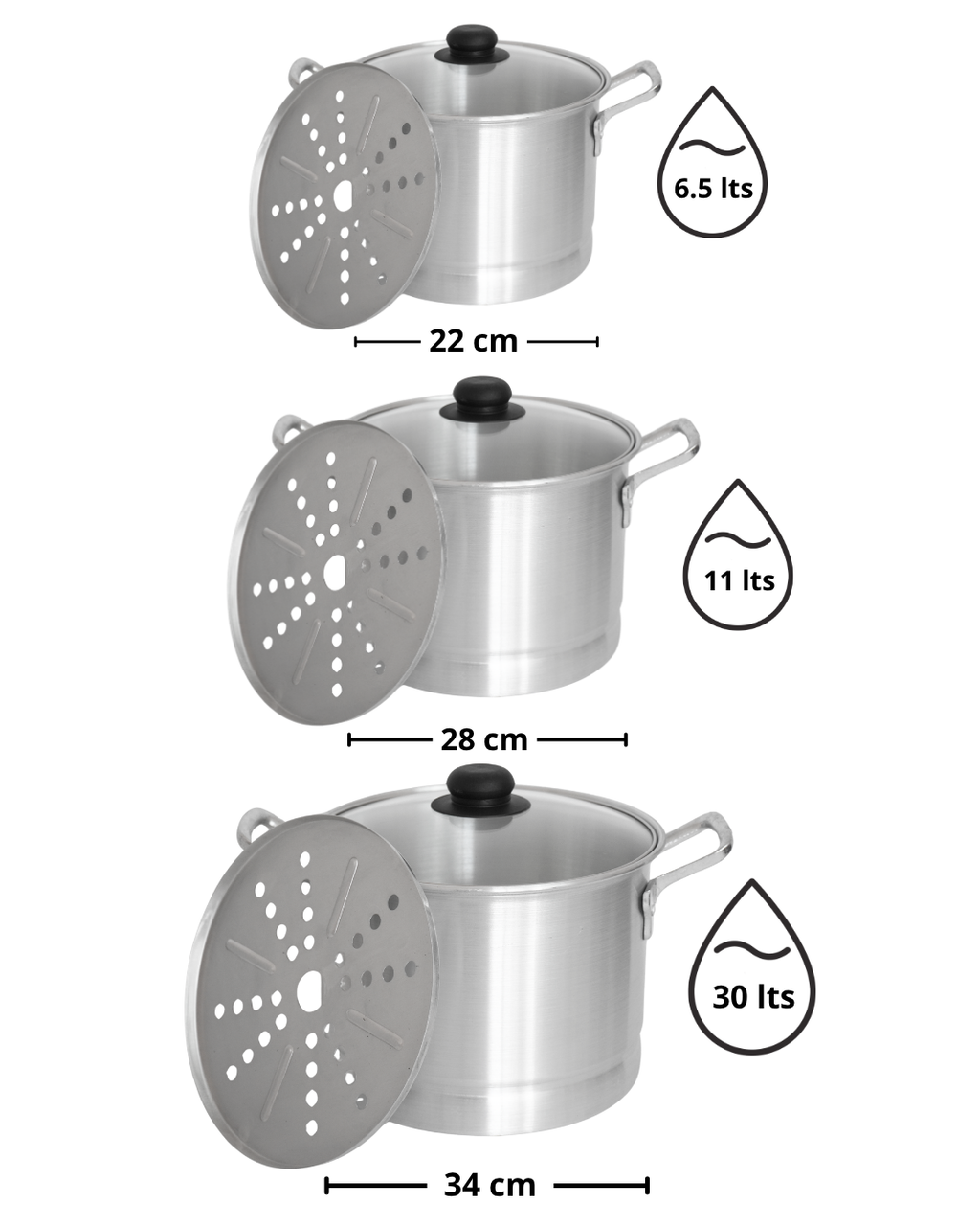 Vaporeras de Aluminio - LAMEX 6.5, 11 y 30 lts