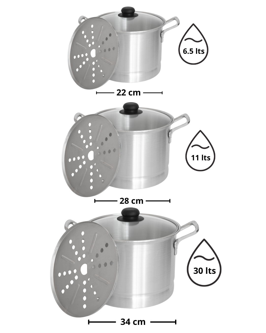 Vaporeras de Aluminio - LAMEX 6.5, 11 y 30 lts